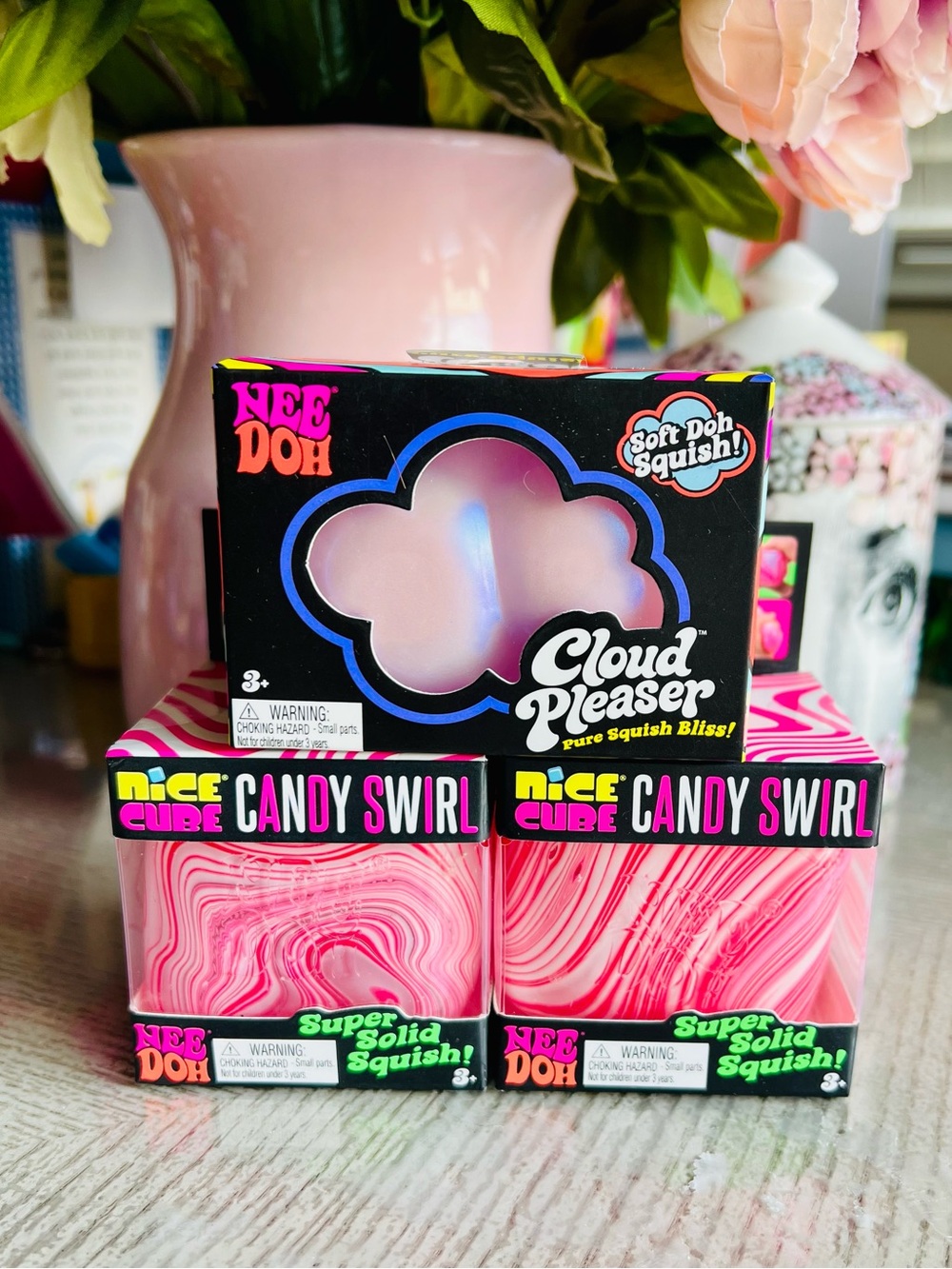 NEEDOH Cloud Pleaser & 2 Candy Swirl Set - Pink Needoh Squish AUTHENTIC
